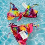 Dippin' Daisy's Dippin Daisy’s Boho Pink 2 Piece Astro Metalic Tie Dye Bikini Set Photo 1