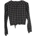 Abercrombie & Fitch Womens Black White Cotton Plaid Cropped Top Blouse Size XS Photo 1