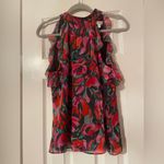 Milly  Sleeveless Halter Blouse with Tie Neck - Vibrant Floral Pattern Photo 2