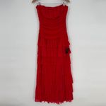 Lulus  Exceptional Existence Red Mesh Ruched Tiered Maxi Dress Photo 2