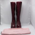 Kate Spade Womens Knee High Combat Boots Size 9.5 Snake Print Moto Gothic Photo 12