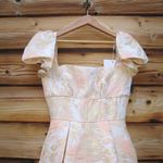 Mac Duggal 68276 Womens FLORAL PRINT PUFF SLEEVE HIGH LOW BROCADE GOWN Photo 7