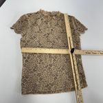 ZARA Lace Shirt Womens Small Beige Sheer Floral Short Sleeve High Neck Top Chic Photo 3