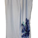 Diane Gilman NEW Palazzo Pants Womens 1X Teal Feathers Pockets Lightweight Travel Beach Photo 0