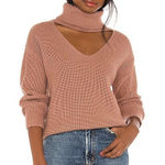 Lovers + Friends Lovers +‎ Friends Tove Sweater in Camel Cutout Turtleneck Ribbed Knit Pullover S Photo 0