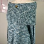 Chico's Y2K  Blue Knit Heathered Sequin‎ Off The Shoulder Sweater Womens 2/Large Photo 2