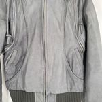 Barney’s Gray Leather‎ hooded convertible jacket moto Helena Christensen small Gray Photo 7
