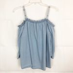 New Glory  I Strap Cold Shoulder Denim Top Photo 6