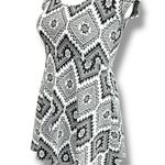 Rue 21 Womens Fit & Flare Dress Mini Short Sleeve Geo Print Black White Large Photo 4