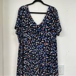 Roamans Blue Printed V Neck Short Sleeve Mini Dress 22/24 Fit & Flare Stretch Size undefined Photo 6
