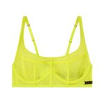 Diesel  X SAVAGE X FENTY Neon Yellow Suspender Bustier Bra in Foiled Fishnet Photo 1