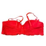 GapBody Balconnet Red Lace Bra Pink Bow Women’s Size 34B Photo 3