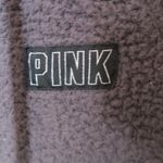 PINK - Victoria's Secret  fleece hoodie quarter zip sweater in gray, black and silver size small. Photo 5