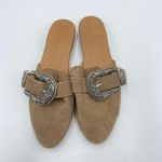 James Perse Free People X  Taupe Suede Western Buckle Slip On Mule Size 37 Photo 3