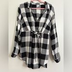Time and Tru Black and White Checkered Button Down Shirt Maternity. Size L Photo 4