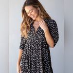 Natural Life  Rebecca Boho black Floral Tiered shirt Midi maxi Dress Photo 2