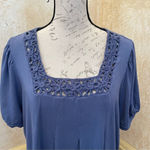 August Silk  women’s top blouse t-shirt embroidered crochet puff sleeves sz 1X Photo 2