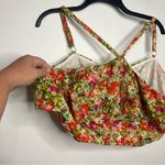 J.Crew floral ruffle cropped tank 100% cotton women’s size large summer beach Photo 2