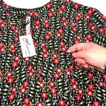 Ny Collection Womens Tunic Top Blouse Shirt Floral Print Chiffon Black Red 2X Photo 4