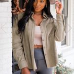 Pink Lily “Among Your Thoughts” Olive Shacket Photo 1