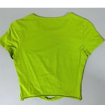 Neon Lime Green Solid Distressed Short Sleeve Tee T Photo 1