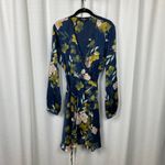 Lulus Love Is Life Navy Blue Floral Satin Wrap Mini Dress Sz.M NWOT Photo 6