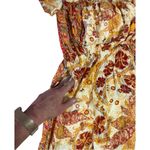 Free People  60s Inspired Carmen Flared Off Shoulder‎ Gold Floral Jumpsuit S Boho Photo 7