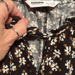 Sonoma  Floral Black Sleeveless Dress V-neck with tie ruffle bottom size Small Photo 5