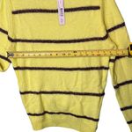 Tribekka 44 Sweater Womens Medium Citron Yellow Mock Neck Striped Rainbow Tinsel Photo 3