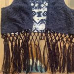 Miss Me  Top Womens Small Navy Vest Fringe Lined Sleeveless Shirt size small Photo 2