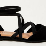 Torrid Faux Suede Elastic Black Strap Flat 6.5WW Photo 0