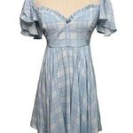 Maison Amory Sugarmilk Mini sweetheart dress dream sea blue plaid size small S Photo 0