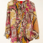 V Cristina Abstract Sheer Blouse Size Medium Multicolor Yellow Photo 0