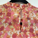 Nanette Lepore Nanette Lapore Orange Pink Ditsy Floral Ruffled Blouse Womens M Coquette Girly Photo 4
