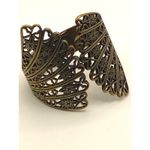 Vintage Brass Filigree Cuff Bracelet Hinged Fairycore Witchy Steampunk Jewelry Gold Photo 5