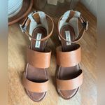 Steve Madden Y2K Tan Leather Sandals – Block Heel Zip Back Strappy 10M Photo 4
