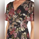 Adrianna Papell NWT Black Pink White Foiled Mesh Draped Midi Dress New Metallic Photo 3