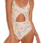 Celebrity Pink Floral Cut Out Swimsuit Photo 0