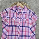 Columbia  Women’s Cotton Pink Camp Henry Short Sleeve Shirt Button Front Size L Photo 1