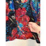 Chico's  Additions Size 1 US 8 Asian Floral Jacket Colorful Lightweight Cotton Photo 4