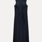 ZARA Dark Blue Denim Z1975 Jean Midi Maxi Sleeveless Trendy Dress Photo 9