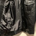 Open Edit  Croc Texture Faux Leather Shirt Jacket, Black, Size S Photo 8
