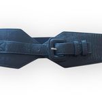 None Vegan leather Lizard skin embossed faux leather belt, elastic detail at back,NEW Photo 0