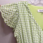 Taylor Gingham Midi Dress Pockets Ruffle Sleeve Green Size 8 Photo 5
