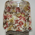 Alfred Dunner  Cream and Red Blouse with Three-Quarter Sleeves Photo 0