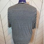 Gerard Darel Womens 2 Black White Striped Red Print Linen Short Sleeve T Photo 1