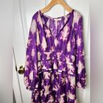 Ulla Johnson  Purple Silk Emery Long Sleeve Ruffle Mini Dress Cassis Blur 10 Photo 6