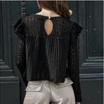 ZARA Pointelle Black ruffles top Photo 1
