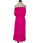 1. State Womens Dress Size Large Strapless Midi Ruby Spice Tiered Smocked Waist Photo 10