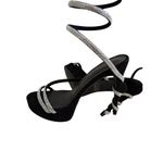 Wild Diva  Black Silver Rhinestone Jeweled Spiral Heels Size 9 Photo 5